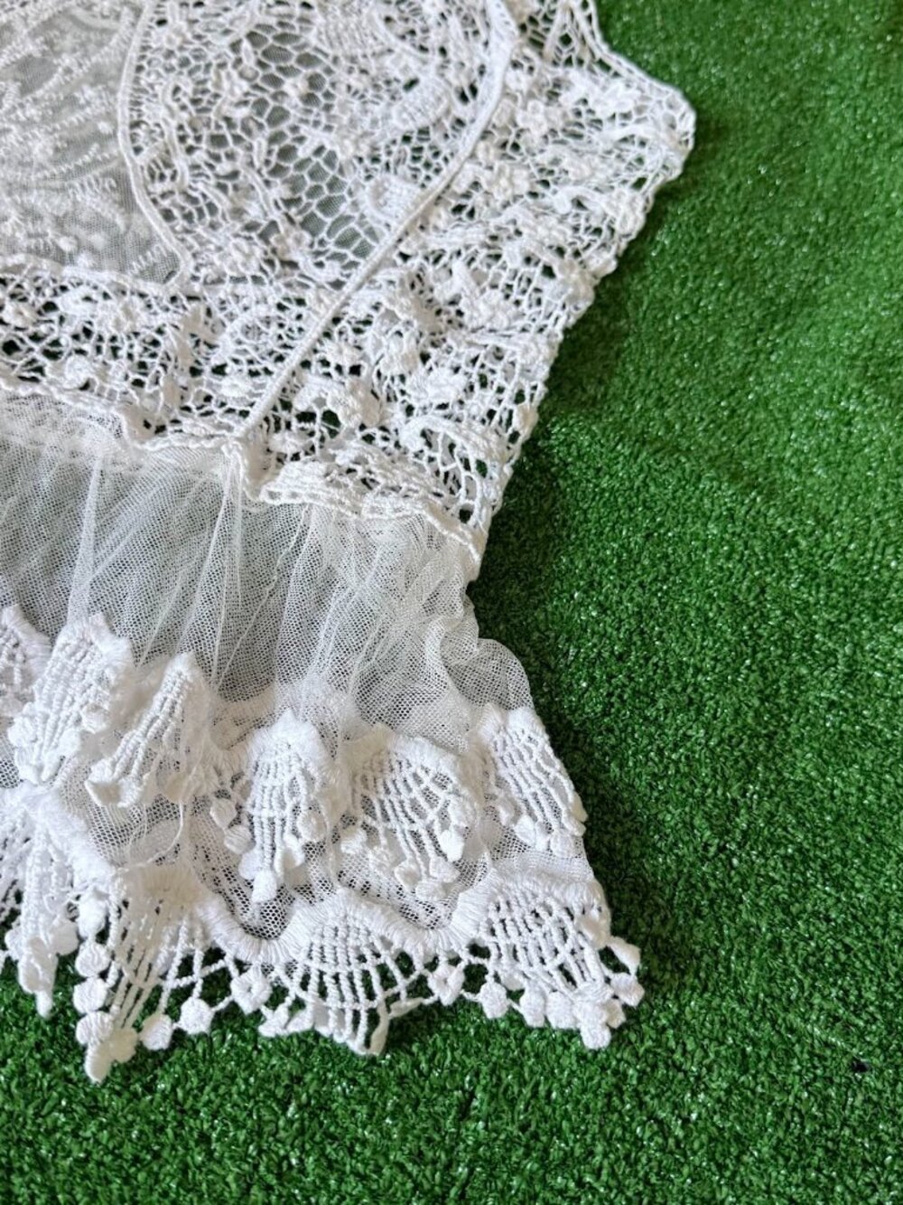 Roommates Boho Ivory Crochet Lace Sheer Tank Top Festival Cover Up Plus Size 3X - Picture 10 of 14